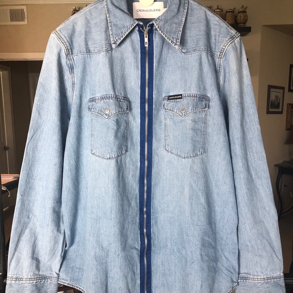 Calvin Klein Full Zip Denim Long Sleeve Shirt